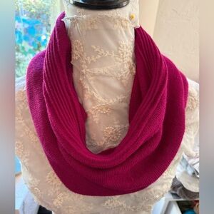 Vibrant Magenta Fine Knit Ribbed Cowl Infinity Scarf